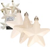 Decoris Pendentif étoile - 6 pièces - Laine blanc - 7 cm - Plastique