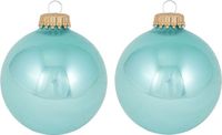 Krebs Kerstballen - 16x stuks - glas - blauw - 7 cm