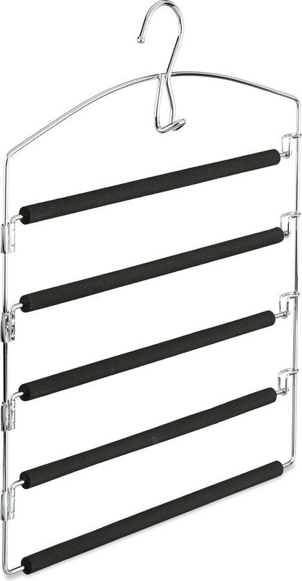 Relaxdays Broekhanger - Ruimtebesparend - Antislip - Zilver Zwart - 1 Stuk