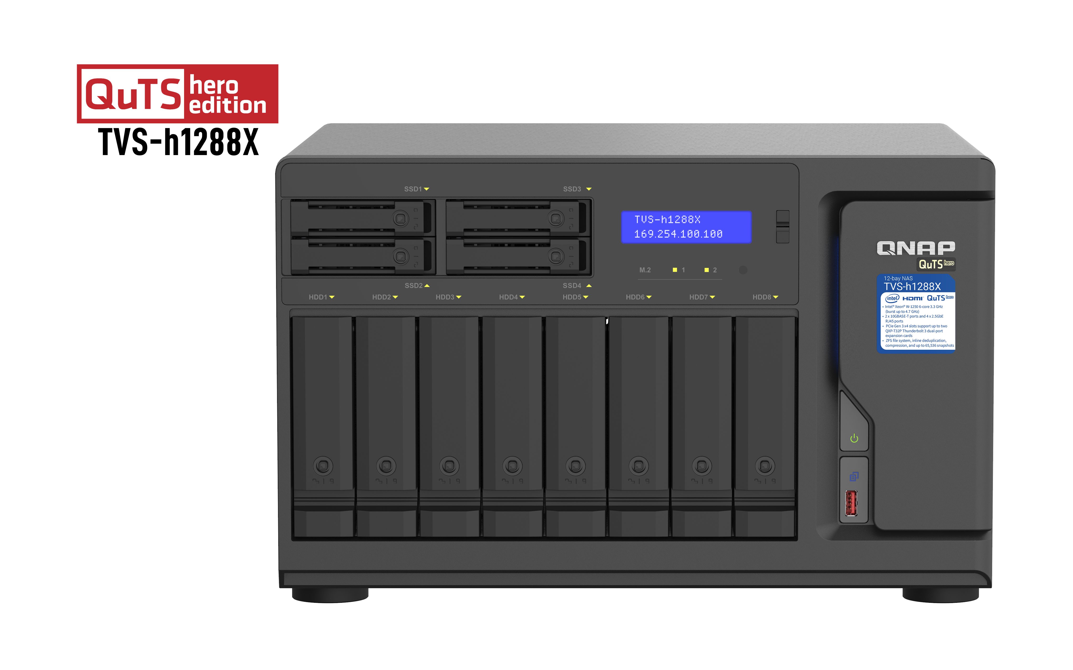 QNAP TVS-h1288X NAS Tower - Intel Xeon W-1250 - 16GB RAM - 12 Bay - Black