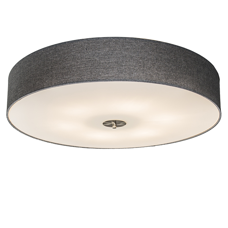 QAZQA Drum 70 Plafondlamp met lampenkap 6 Lichts Ø 70 cm grijs