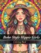 Boho Style Hippie Girls: Coloring Book