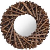 vidaXL Wandspiegel rond 40 cm teakhout