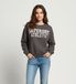 Superdry Pull Relaxed Femme Violet Coton Col Rond Manches Longues Logo Coupe Droite