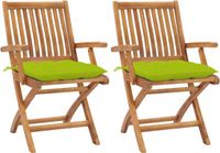 vidaXL Inklapbare stoelen 2 st met heldergroene kussens