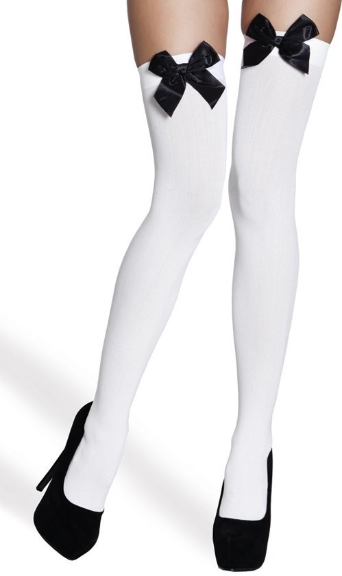 Boland Sexy Witte Stay-up Stockings met Zwarte Strik