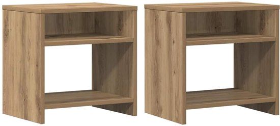 vidaXL Nachtkastjes - 2 stuks - 40x30x40 cm - Bewerkt Hout - Artisanaal Eiken