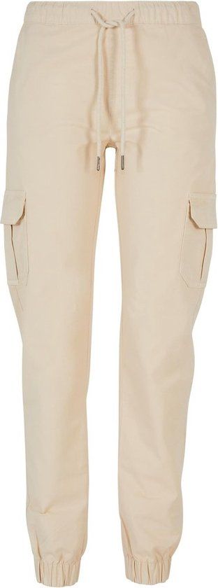Urban Classics High Waist Cargo Joggingbroek - Dames - Ivoor - Maat M
