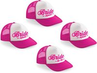 Bellatio Decorations Vrijgezellenfeest dames petjes sierlijke letters - 1x Bride to Be roze + 9x Bride Squad roze