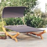 Prolenta Maison Exclusive - Ligbed met zonnedak, 165x203x126 cm, massief hout, antraciet