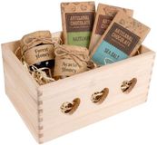 Creative Deco Grote decoratieve houten kist, cadeau- of fruitkist, houten mand | 30 x 20 x 13 cm | met hartjes | zonder deksel | Ongelakte houten kist