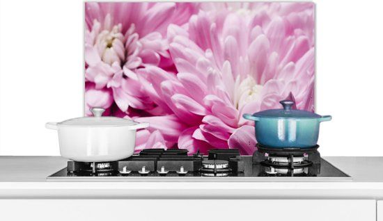 Spatscherm keuken 70x50 cm - Kookplaat achterwand Bloemen - Roze - Natuur - Muurbeschermer - Spatwand fornuis - Hoogwaardig aluminium