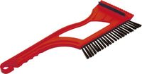 Prosperplast IJskrabber 2 in 1 - met rubberen trekker en borstel - raamkrabber - rood - kunststof - 9 x 40 cm - Ruitenkrabber
