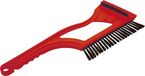 Prosperplast IJskrabber 2 in 1 - met rubberen trekker en borstel - raamkrabber - rood - kunststof - 9 x 40 cm - Ruitenkrabber
