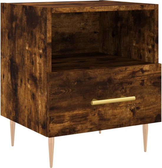 vidaXL Nachtkastje 40x35x47,5 cm bewerkt hout gerookt eikenkleurig