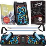 Body & Mind Push-up board; Elite Rack multifonctionnel pliable pour entraînement complet du corps et pompes efficaces; poignées de pompes avec bandes d'exercice gratuites