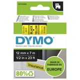 DYMO D1 Label Tape - 12mm x 7m - Black on Yellow