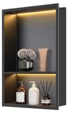 Étagère de douche LED, 45x30 cm, acier inoxydable, 3000K, double couche