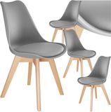 Tectake Eetkamerstoel Frederikke - Set van 4 - Grijs