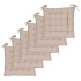 Atout Ciel Set van 6 stoelkussens, vierkant, tweekleurig, 40 x 40 cm, taupe/antraciet