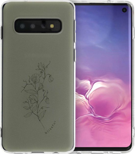 iMoshion Hoesje Samsung Galaxy S10 - Siliconen Back Cover - Floral Green