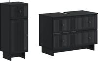 vidaXL - 2-delige - Badkamerkast - Set - EDE - Zwart - Bewerkt - hout