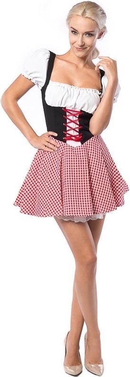 partychimp Dirndl Eva Dames Polyester Rood/zwart Maat Xl