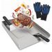 Solidchoice - Plaque de grill en acier inoxydable avec 2 spatules et gants résistants à la chaleur, 40 x 30 cm