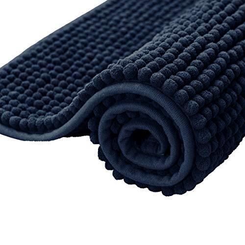 subrtex Chenille badmatten voor badkamer extra zacht en waterabsorberend antislip badkleed perfecte pluche tapijtmatten voor bad, douche (50 × 80 cm, marine)