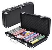 Jeu de poker comprenant 500 jetons, présenté dans un coffret en aluminium