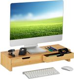 Relaxdays Dual Monitor Stand Riser Metal Computer Stand Riser