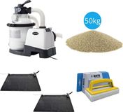 Intex - 2x Zwembad verwarming & Zandfilterpomp 5700 L/u & Filterzand 50 kg & WAYS Scrubborstel