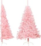 vidaXL - Sapin artificiel - avec - support - moitié - 150 - cm - PVC - rose