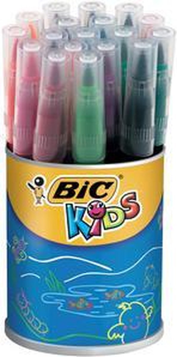 Bic Kids Kids Visaquarelle viltstiften, assorti kleuren, pot van 18 stiften