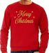 Bellatio Decorations Bol Foute Kersttrui - sweater - Merry Christmas - goud / glitter - rood - heren - kerstkleding / kerst outfit XL