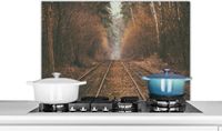 KitchenYeah Spatscherm keuken 90x60 cm - Kookplaat achterwand Treinspoor - Pad - Bos - Boom - Muurbeschermer - Spatwand fornuis - Hoogwaardig aluminium