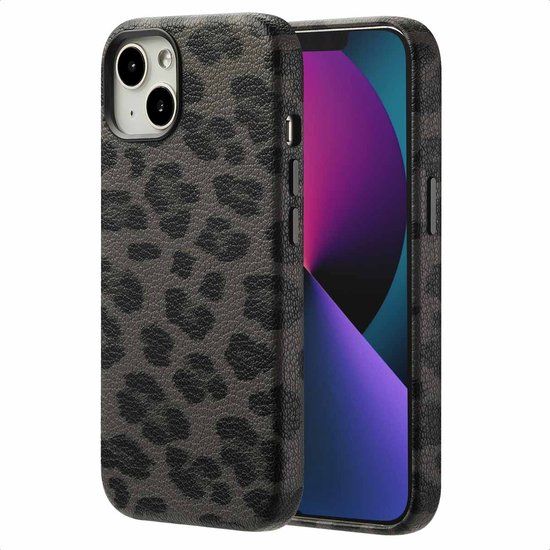 Selencia Sabi Backcover Panterprint met MagSafe voor de Apple iPhone 13 - Midnight Black