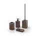 GEDY Dafne 4-delige set, 1 zeephouder, 1 wc-borstel, 1 zeepdispenser en 1 tandenborstelhouder, serie van bamboe, kleur walnoot