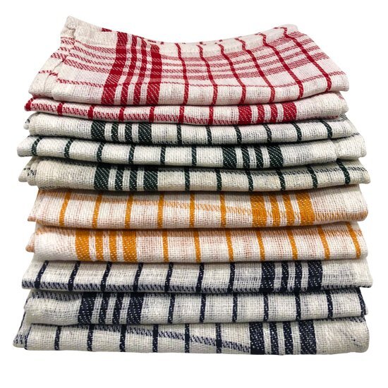 Cenocco CC-9067: 10 - Pieces Vintage plaid fijn geweven katoenen keukendoekenset