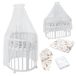 Waldin lit bébé ovale 7-en-1, matelas, roues et étagère, blanc | Ensemble textile blanc pour animaux, évolutif, berceau cododo, parc, lit d'enfant, réglable en hauteur, bascule optionnelle