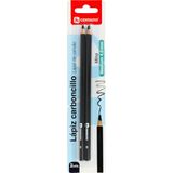 Centauro - 2 houtskoolstiften om te tekenen, zwart, middelgrote vulling 4,0 mm, ideaal voor het tekenen, schetsen en ontwikkelen van je meest artistieke kant