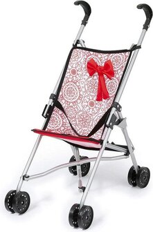 Reig Poppenwagen Paraplu Wit Rood Prinses
