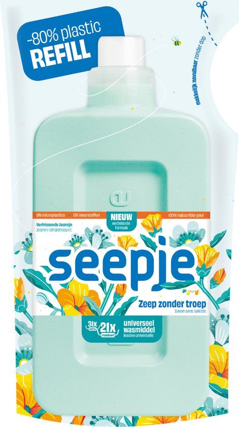 Seepje Wasmiddel Universeel Verfrissende Jasmijn Navulling - 945 ml