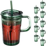Merkloos Relaxdays Drinkglazen met Handvat - Set van 10 - Groen - 450 ml