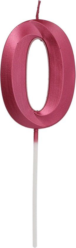 Folat Glamour Cijfer 0 Rood Metallic Kaars