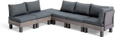 Keter Signature Elements Loungeset - 6 personnes - avec coussins verts - Cappuccino/Ashwood
