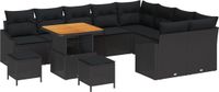 vidaXL - Tuinbank - Set - 4 zitplekken - Zwart - Polyrattan