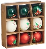 Mica Decorations Kerstbal Onbreekbaar Rood Wit Groen 9 Stuks - D8cm