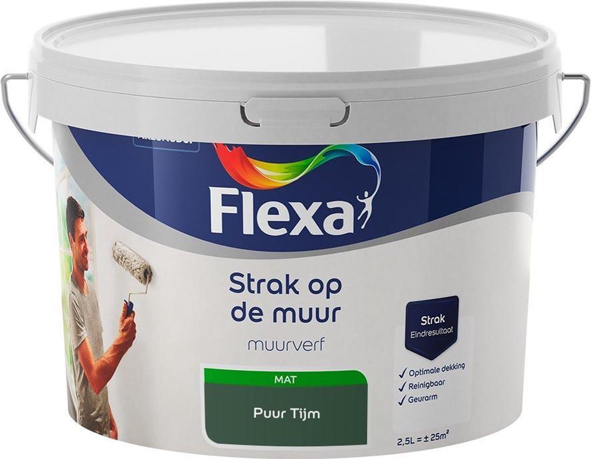FLEXA Strak op de muur - Muurverf - Mengcollectie - Puur Tijm - 2,5 liter