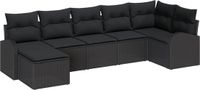 vidaXL Bankstel 7-delig Zwart Polyrattan Hoek loungeset